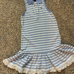 Polo by Ralph Lauren Blue and White Striped Kids Dress